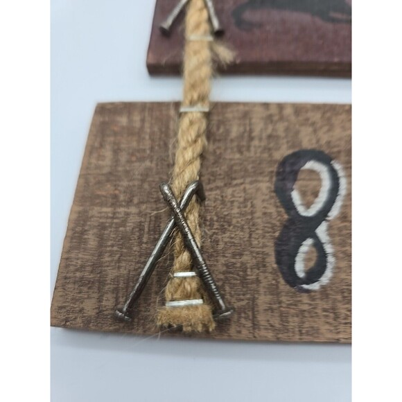 Rustic Cross Nails Wooden Hunter Cabin Wall Art Cold Beer Hot Coffee 8 Pointer - Picture 2 of 5